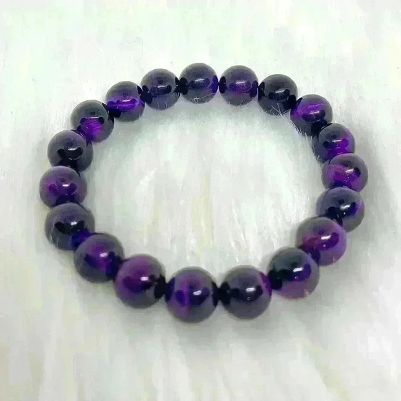 Purple Violet Tiger Eye Stone Bracelet - Picture 3 of 6